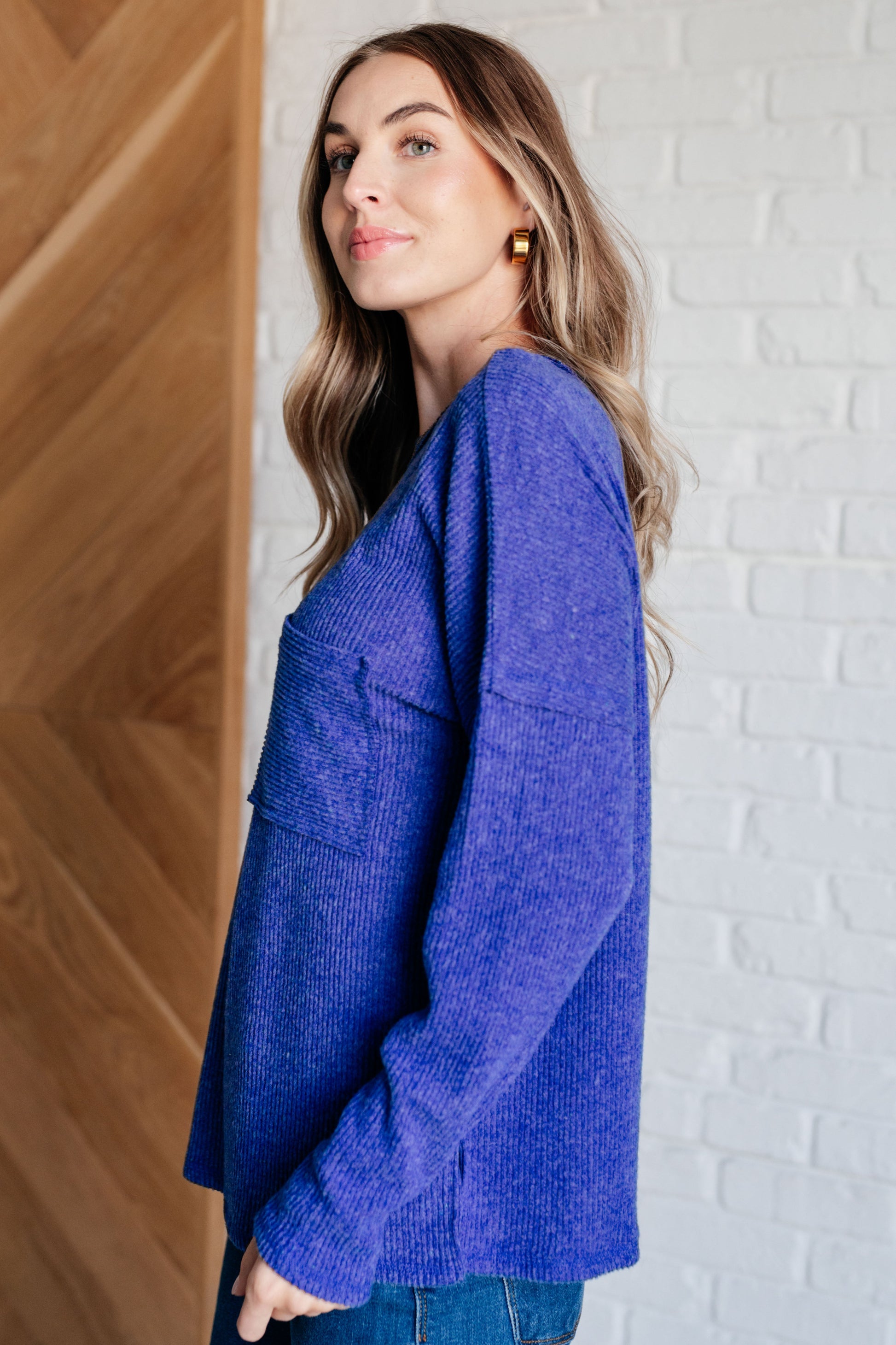 Casual Tuesday Ribbed Knit Sweater in Bright Blue Ave Shops