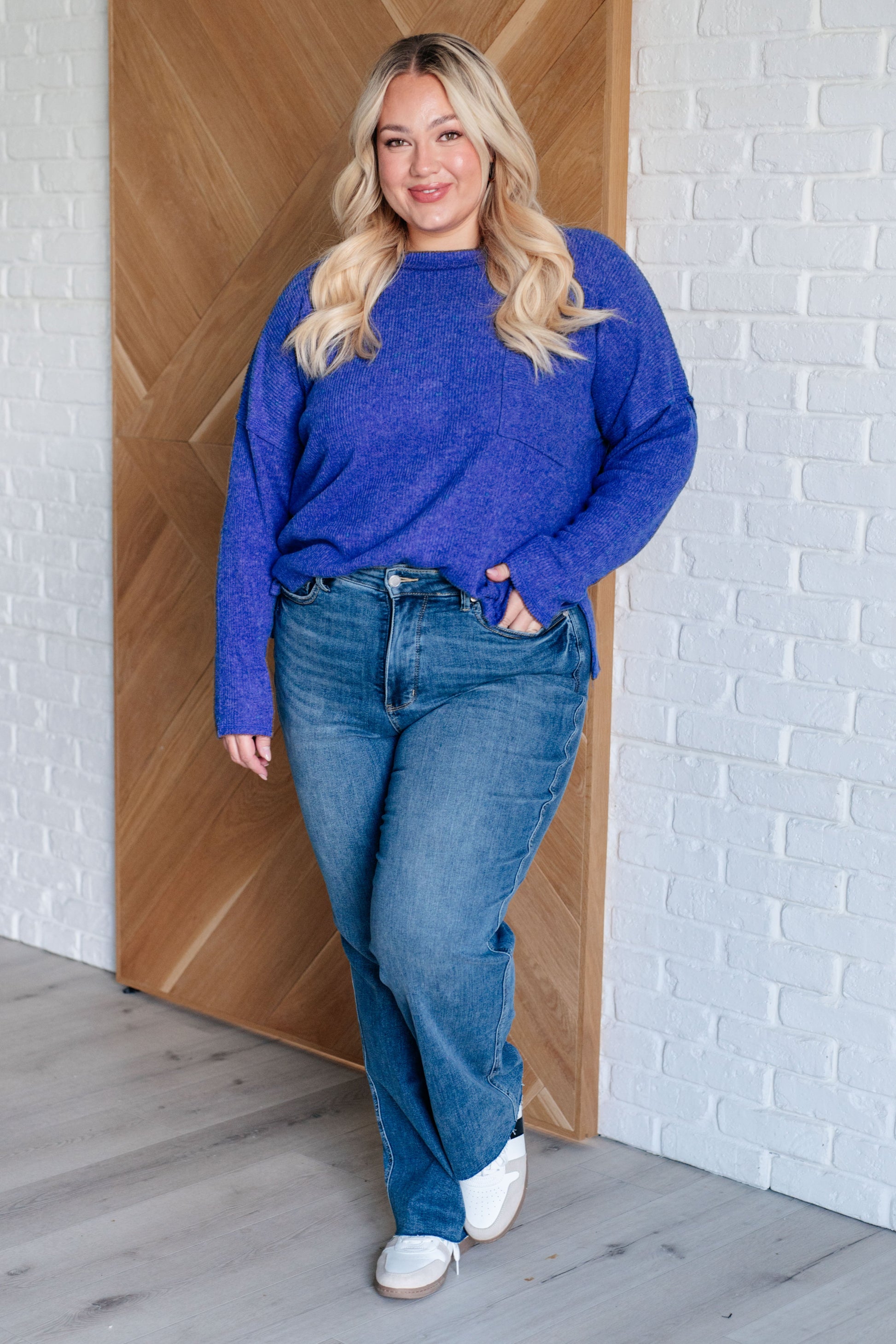 Casual Tuesday Ribbed Knit Sweater in Bright Blue Ave Shops