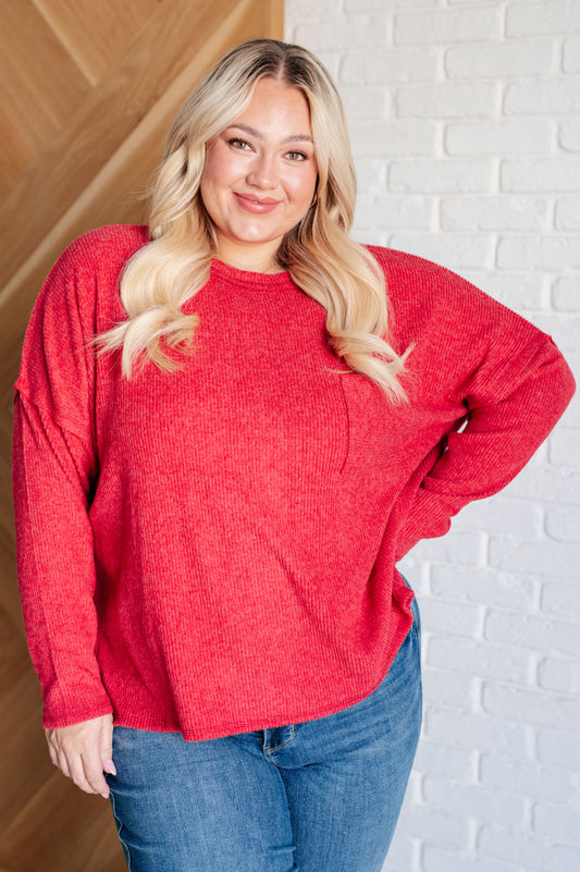 Casual Tuesday Ribbed Knit Sweater in Dark Red Ave Shops