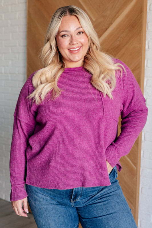 Casual Tuesday Ribbed Knit Sweater in Light Plum Ave Shops