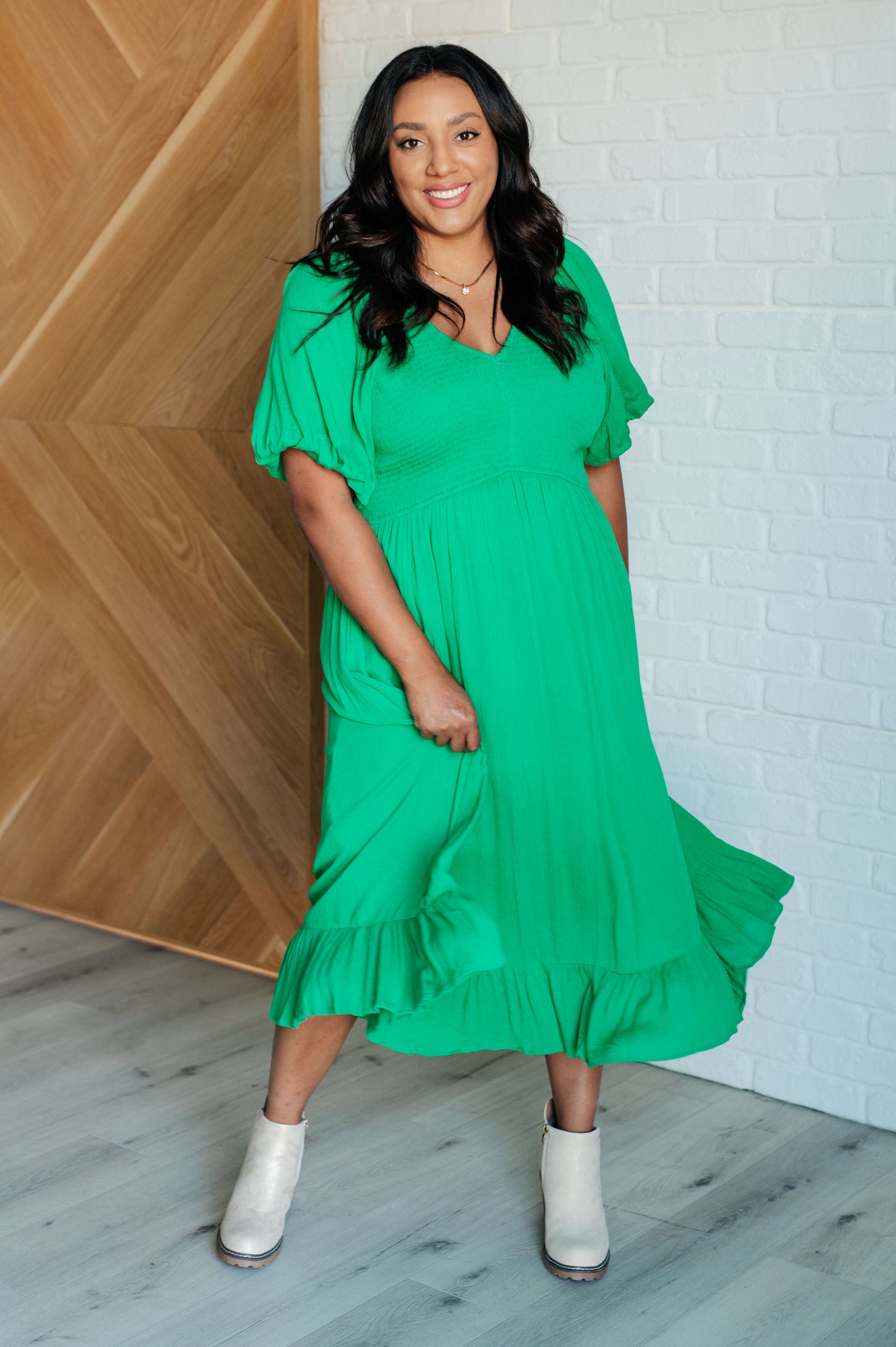Catch a Cloud and Pin it Down Smocked Bodice Dress Ave Shops