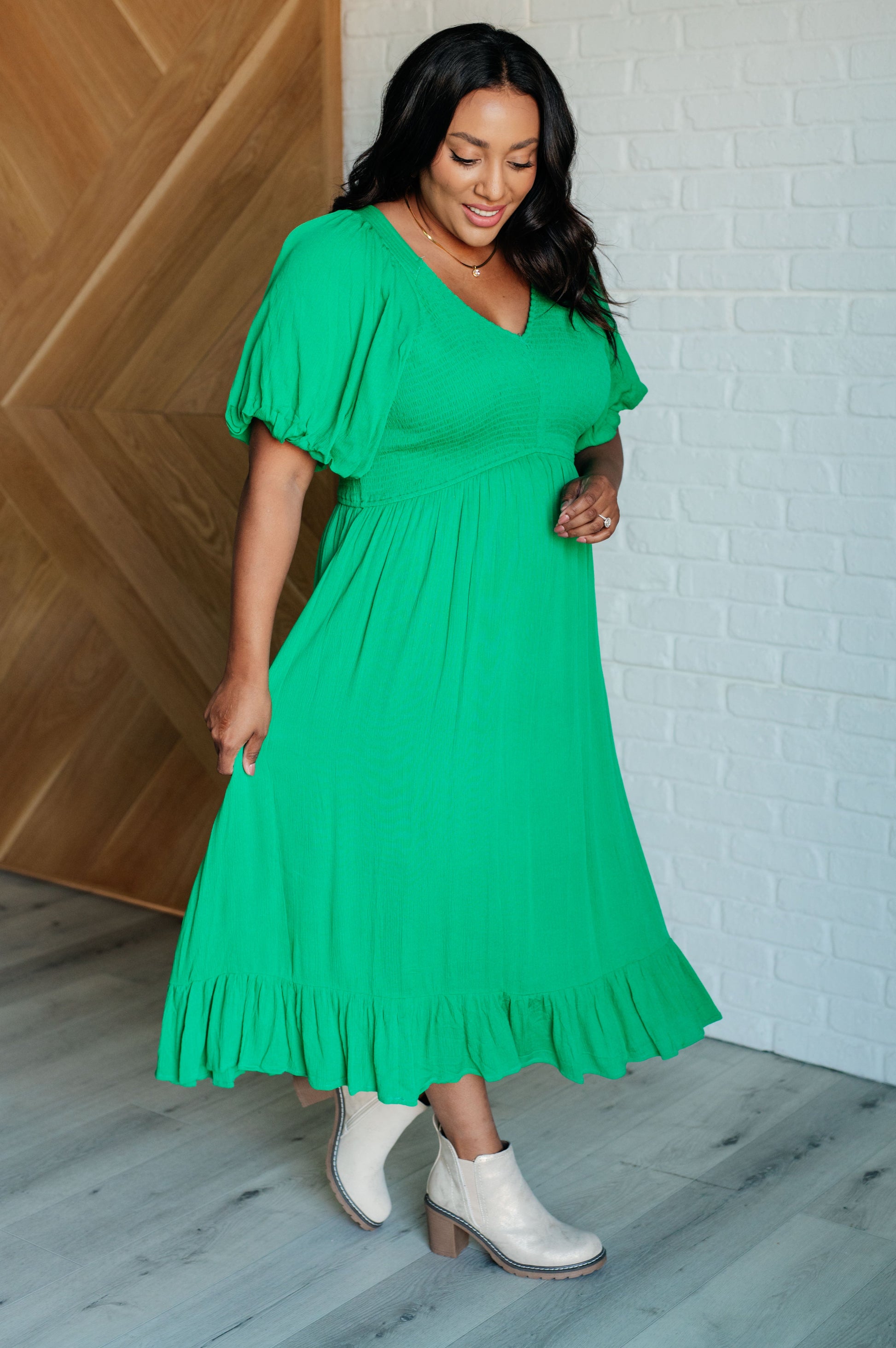 Catch a Cloud and Pin it Down Smocked Bodice Dress Ave Shops
