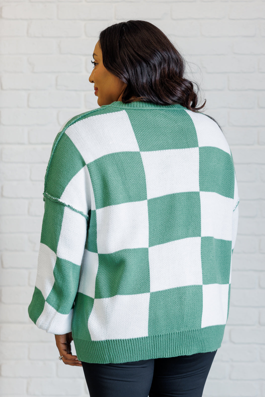 Check Yourself Checkered Sweater in Green Ave Shops
