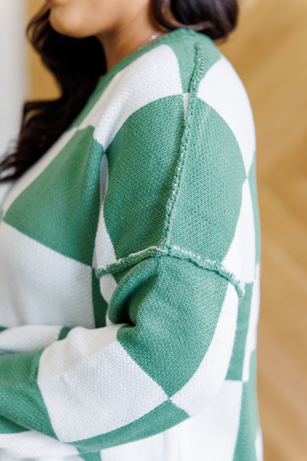 Check Yourself Checkered Sweater in Green Ave Shops