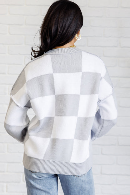 Check Yourself Checkered Sweater in Grey Ave Shops