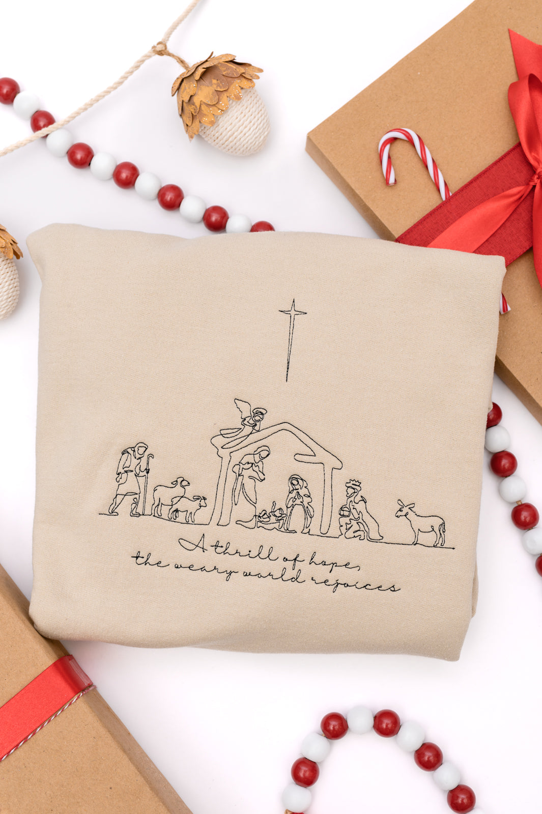 PREORDER: A Thrill of Hope Embroidered Nativity Sweatshirt Ave Shops