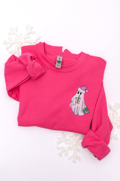 PREORDER: Bougie Santa Ghost Embroidered Sweatshirt Ave Shops