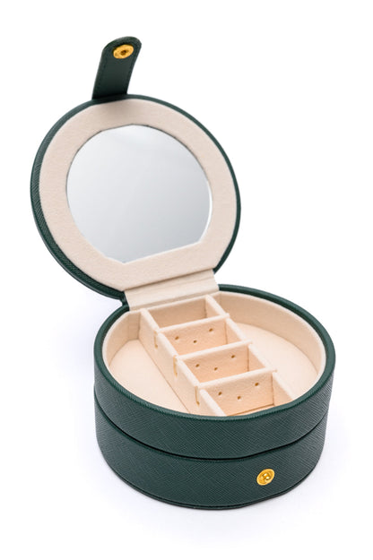 Circular Travel Jewelry Case in Green Ave Shops