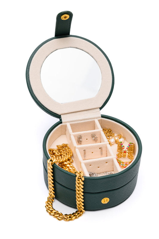 Circular Travel Jewelry Case in Green Ave Shops