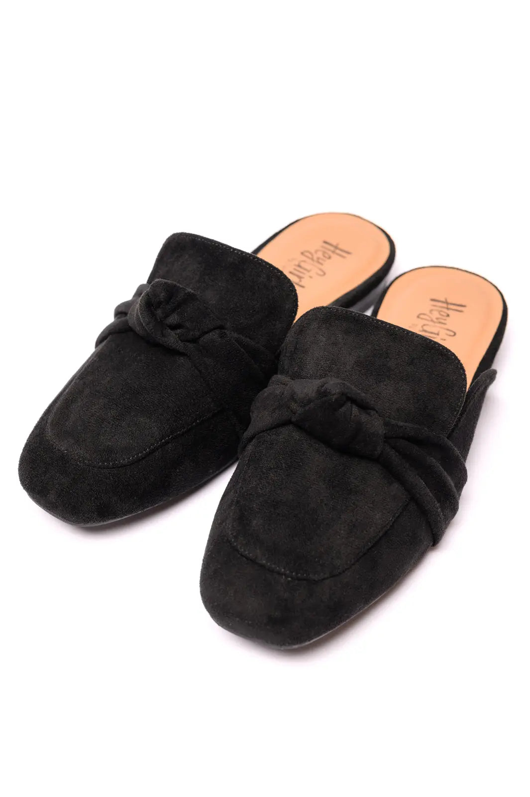 Clingy Mules in Black Faux Suede Ave Shops