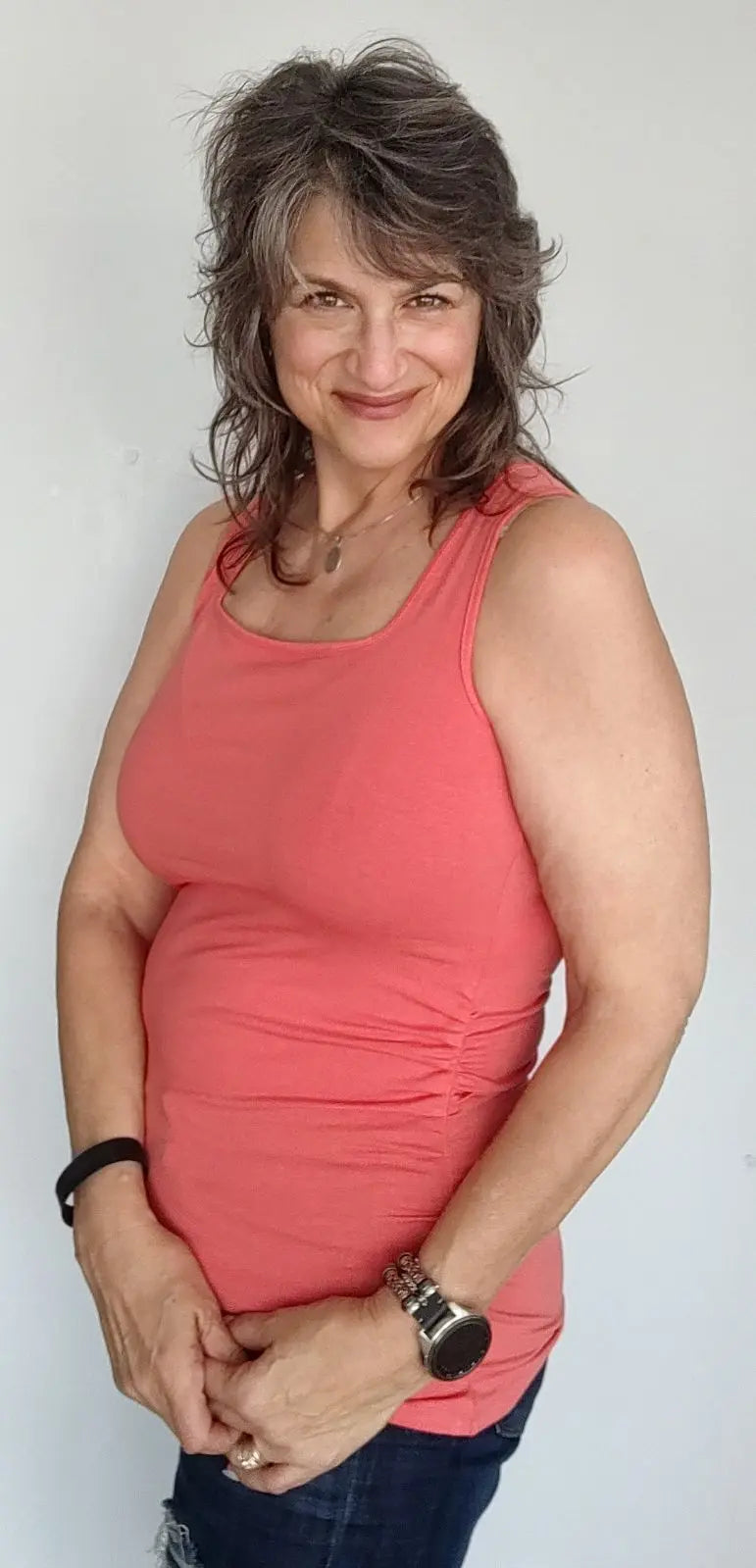 Coral Ruched Tank Top The Magnolia Cottage Boutique