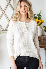 Cream Cable Knit Top