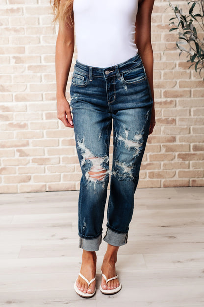 Danny Mid Rise Cuffed Destroyed Boyfriend Jeans Ave Shops