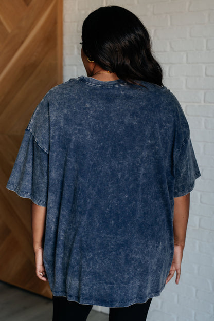 Don't Mind Me Mineral Wash Drop Shoulder Tee in Blackberry Ave Shops