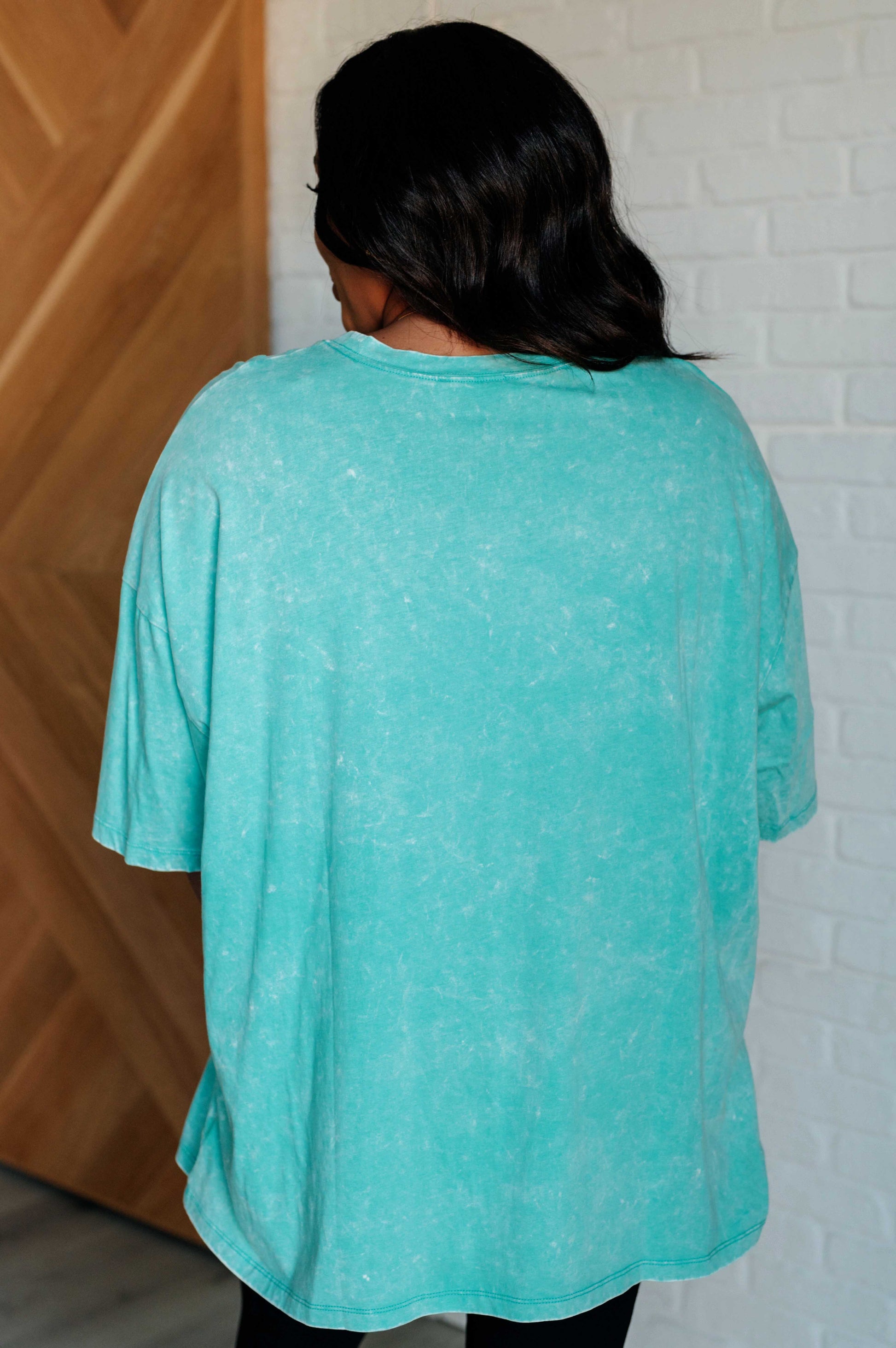 Don't Mind Me Mineral Wash Drop Shoulder Tee in Turquoise Ave Shops