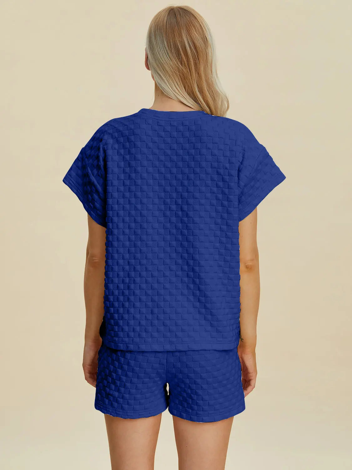 Double Take Full Size Texture T-Shirt and Shorts Set Trendsi