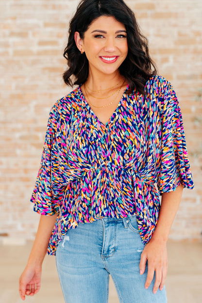 Dreamer Peplum Top in Painted Royal Multi Ave Shops