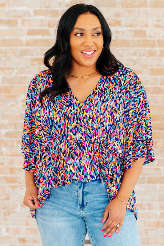 Dreamer Peplum Top in Painted Royal Multi Ave Shops