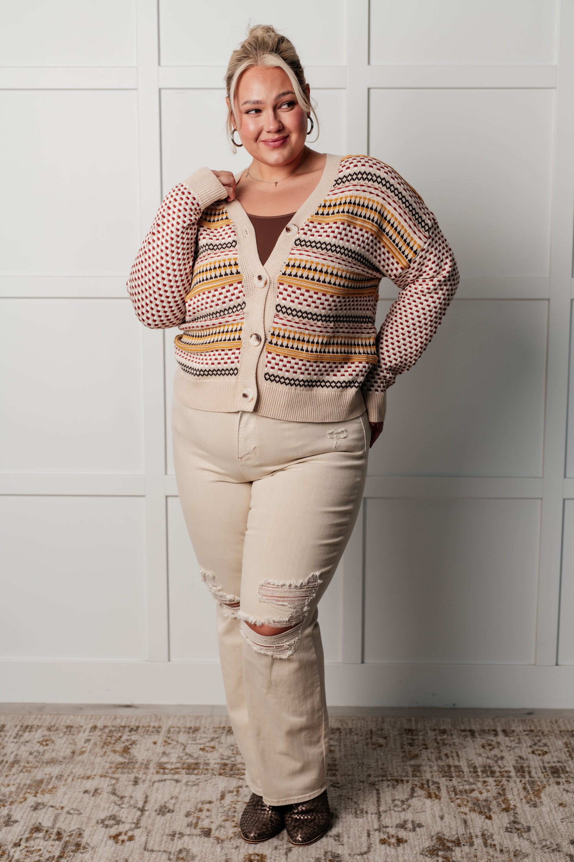 Effortless Elements Striped Cardigan Ave Shops