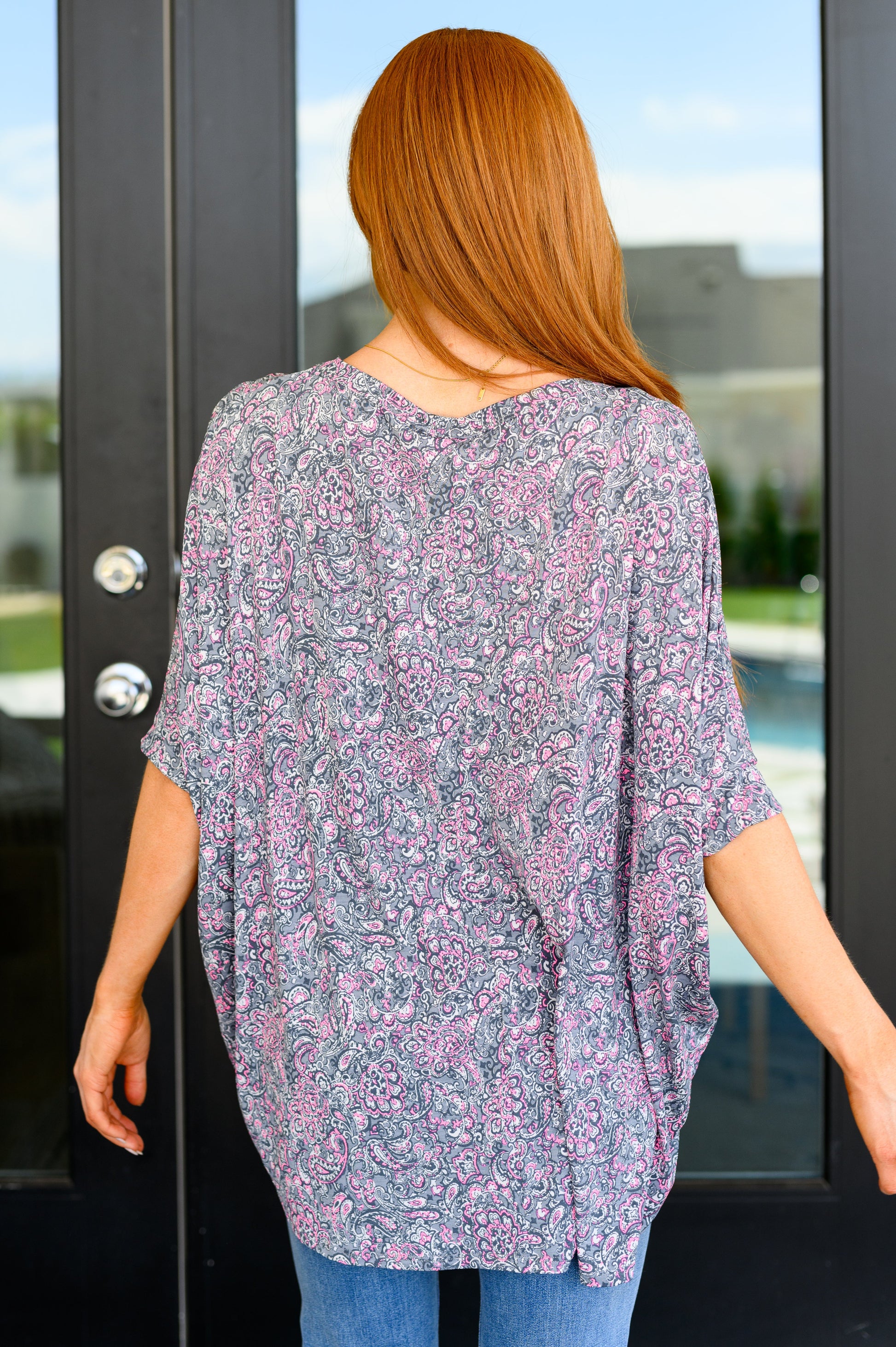 Essential Blouse in Grey and Pink Paisley Ave Shops