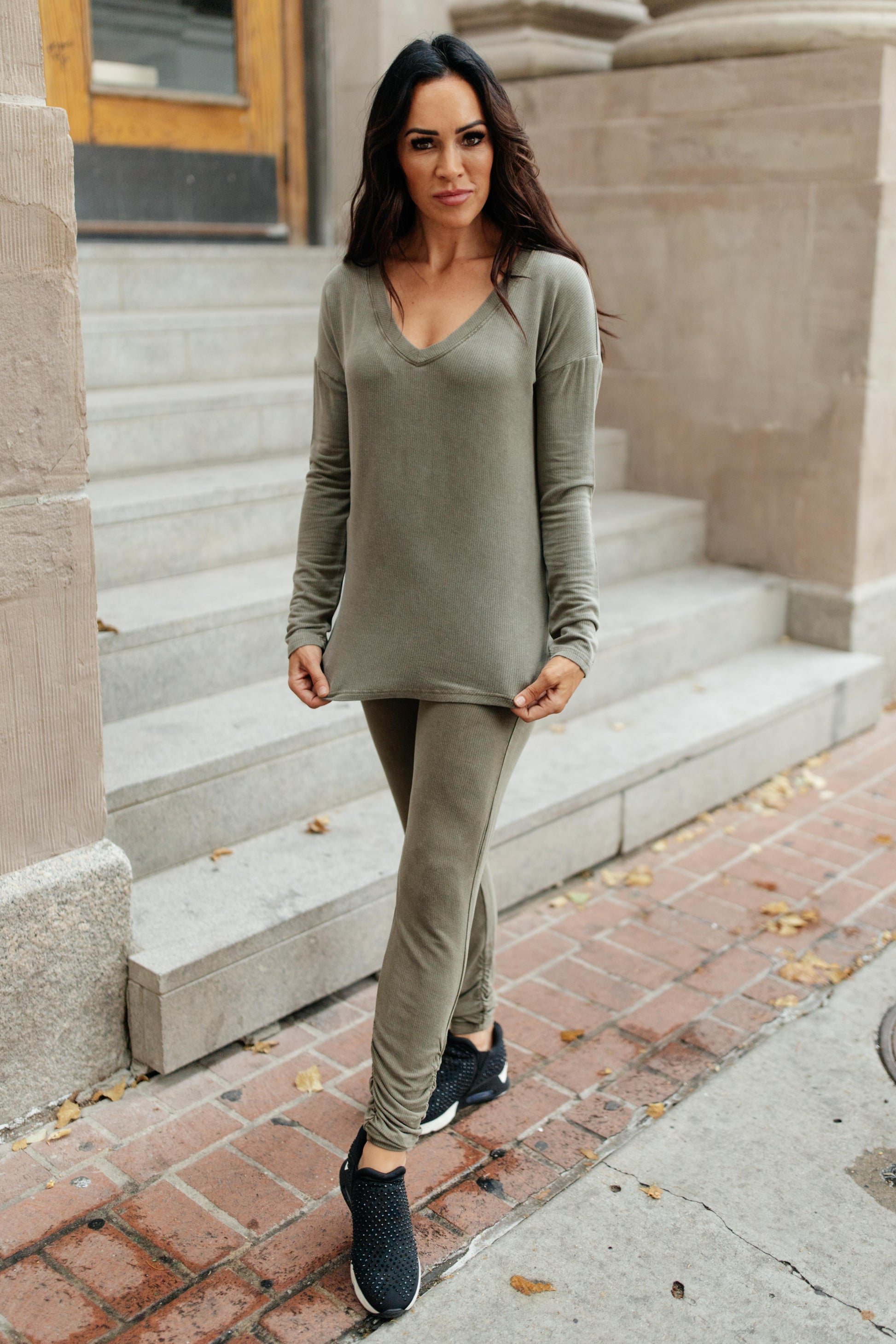 Essential Lounge Top in Mineral Wash Olive Ave Shops