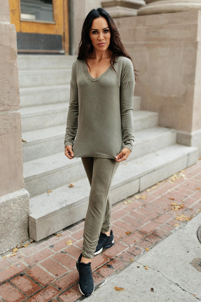 Essential Lounge Top in Mineral Wash Olive Ave Shops