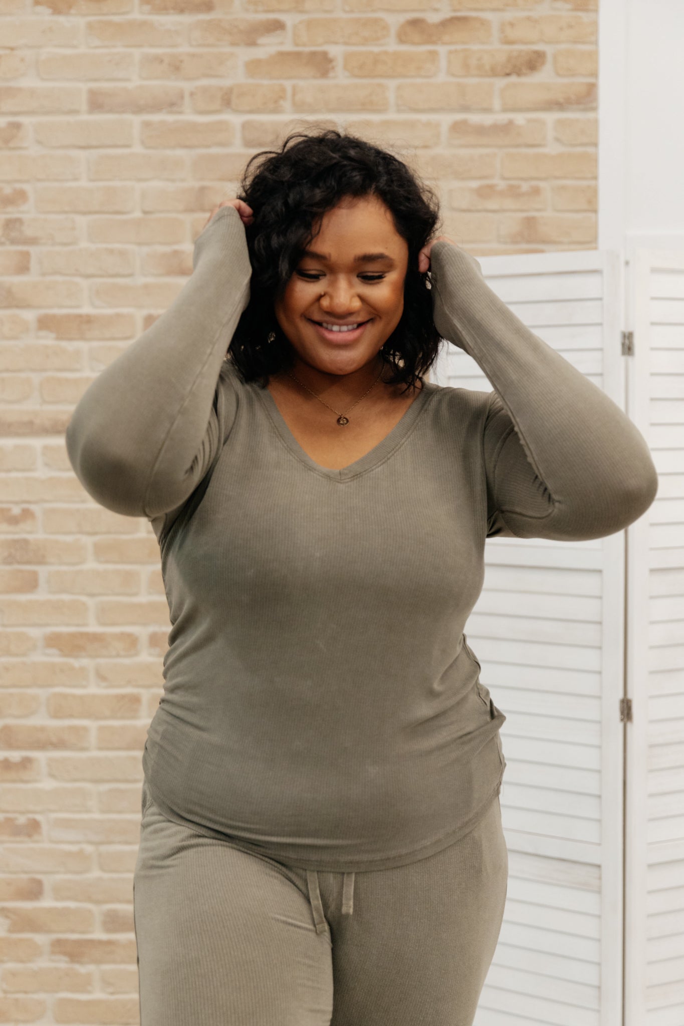 Essential Lounge Top in Mineral Wash Olive Ave Shops