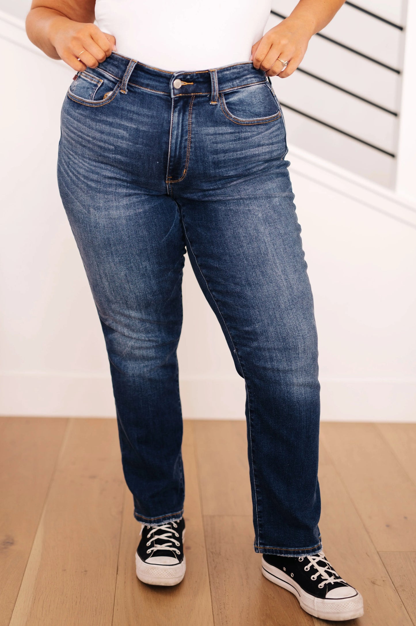 Estelle High Waist Thermal Straight Jeans Ave Shops