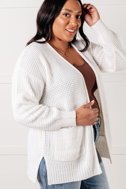 Everything Layer Waffle Knit Open Front Cardigan in Ivory