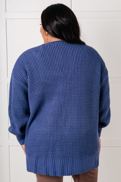 Everything Layer Waffle Knit Open Front Cardigan in Marlin