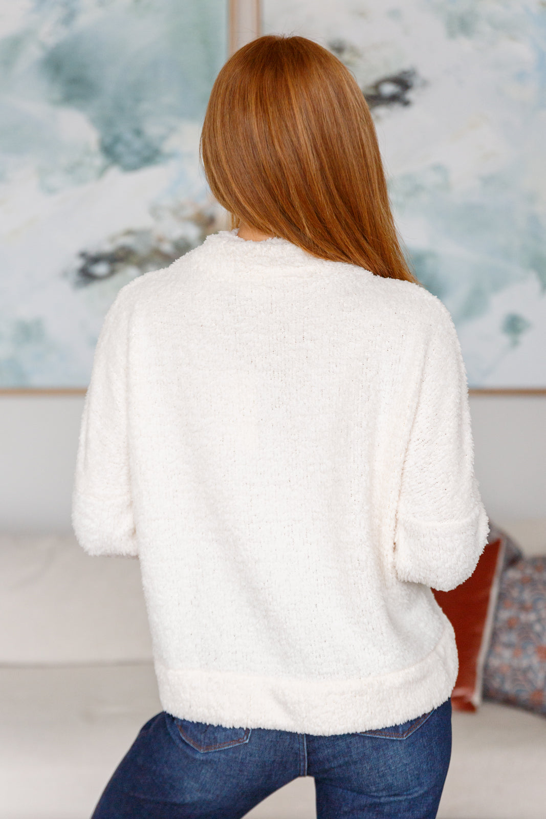 Expecting Snow Mock Neck Boucle Sweater Ave Shops