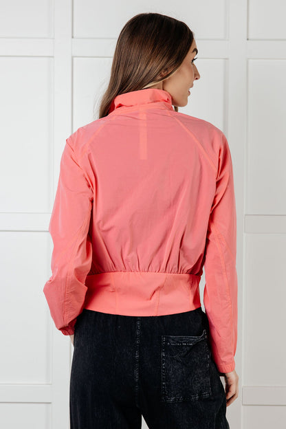 Fit Happens Nylon Tennis Jacket in Coral Rose Ave Shops