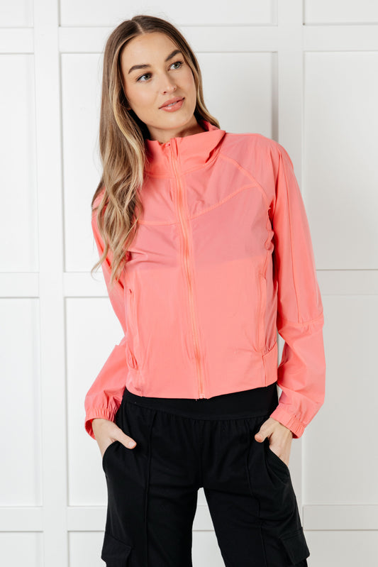 Fit Happens Nylon Tennis Jacket in Coral Rose Ave Shops