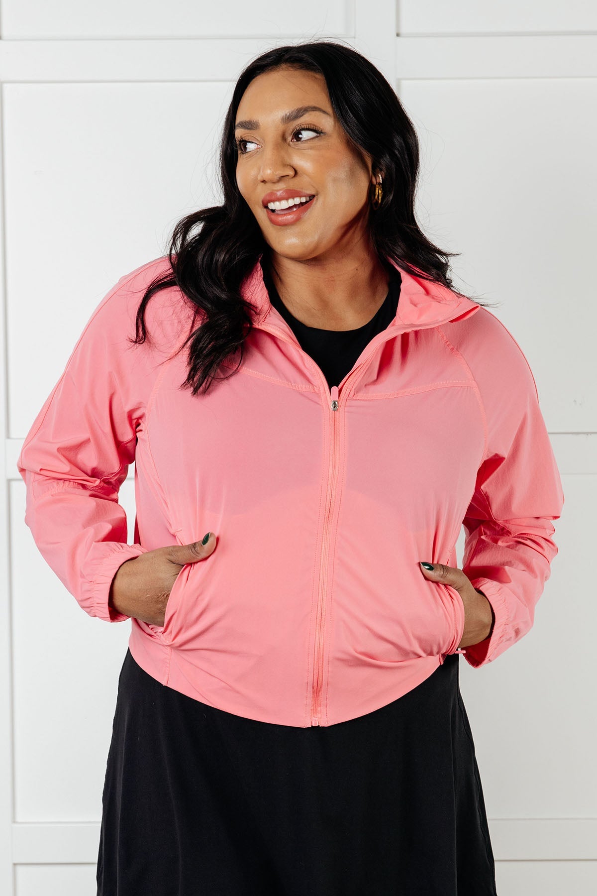 Fit Happens Nylon Tennis Jacket in Coral Rose Ave Shops