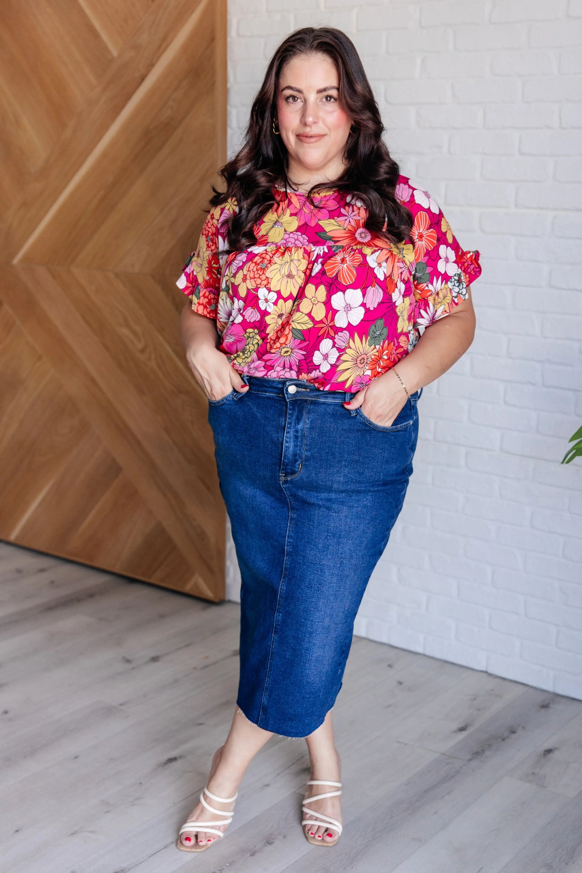 Flit About Floral Top in Pink Ave Shops