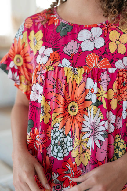 Flit About Floral Top in Pink Ave Shops