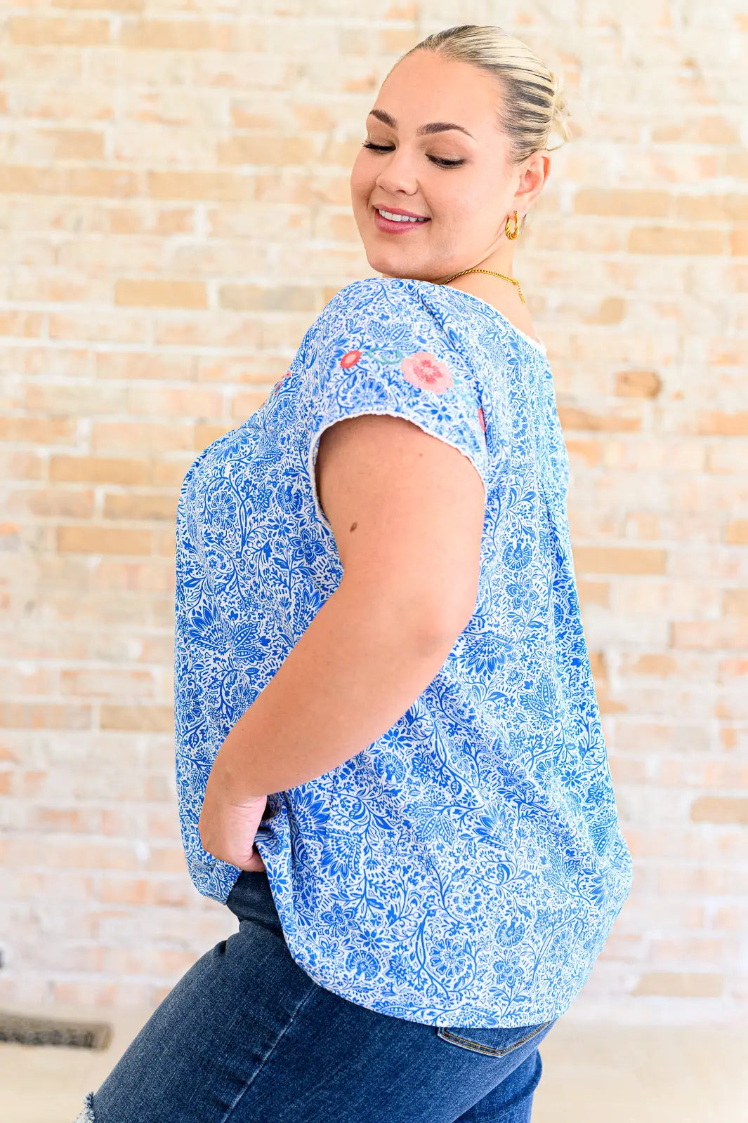 Floral Goals Blouse in Royal Ave Shops