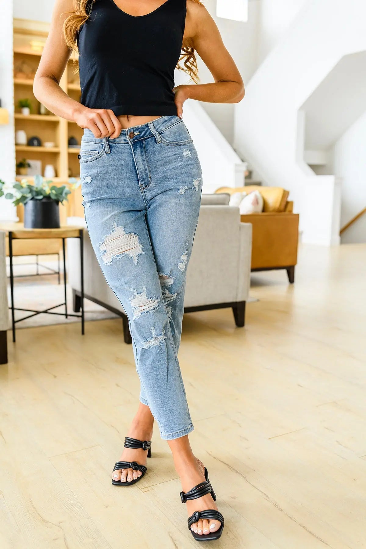 Florence High Waist Destroyed Boyfriend Jeans Ave Shops