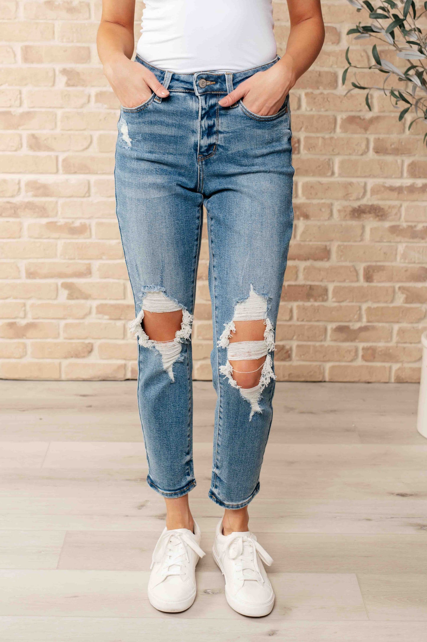 Frankie High Waist Distressed Boyfriend Jeans Ave Shops