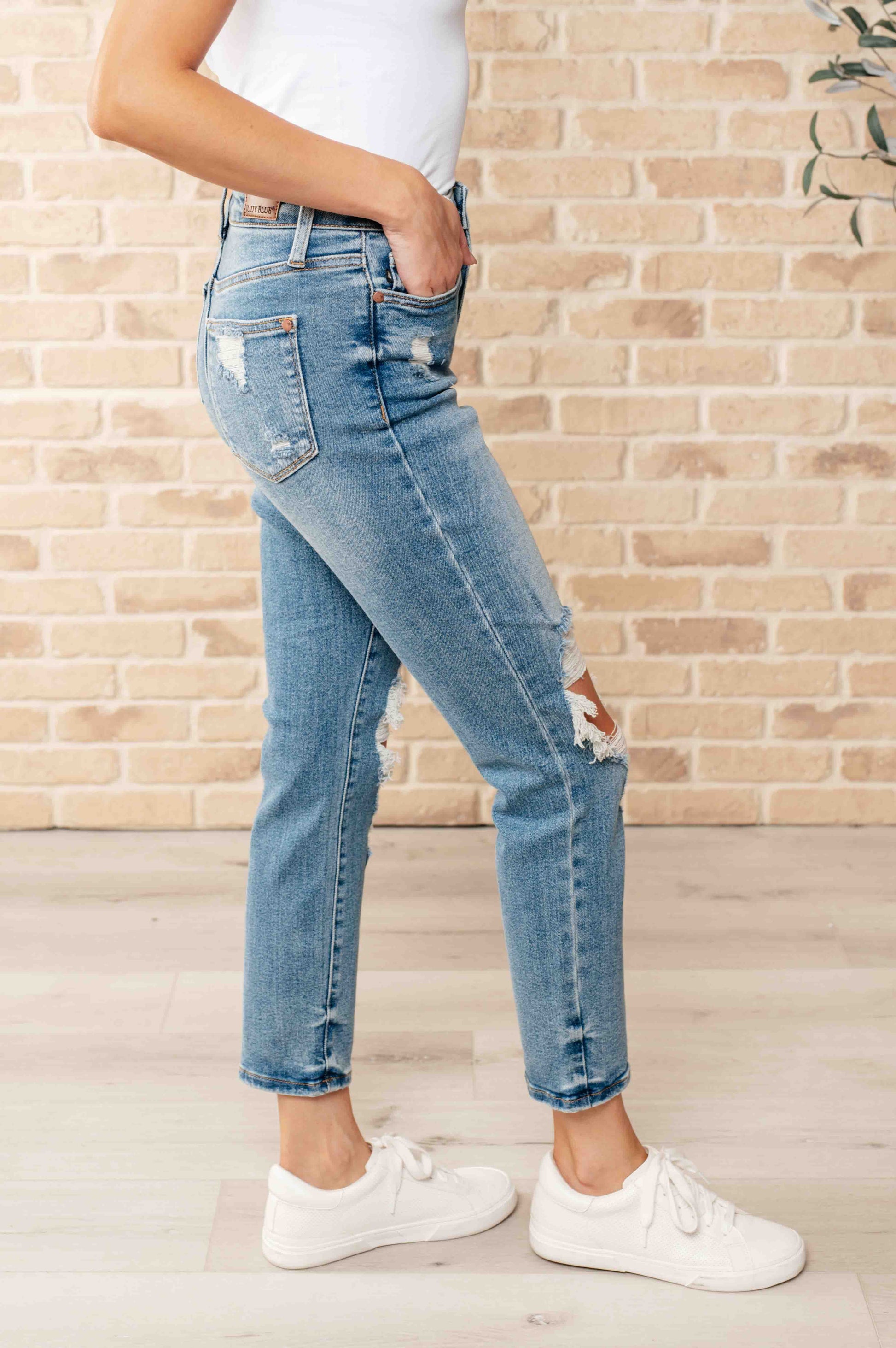 Frankie High Waist Distressed Boyfriend Jeans Ave Shops