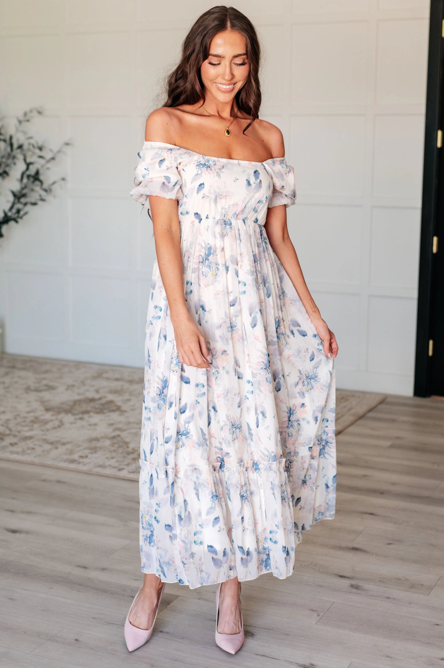 Gentle Yet Strong Balloon Sleeve Floral Dress Ave Shops