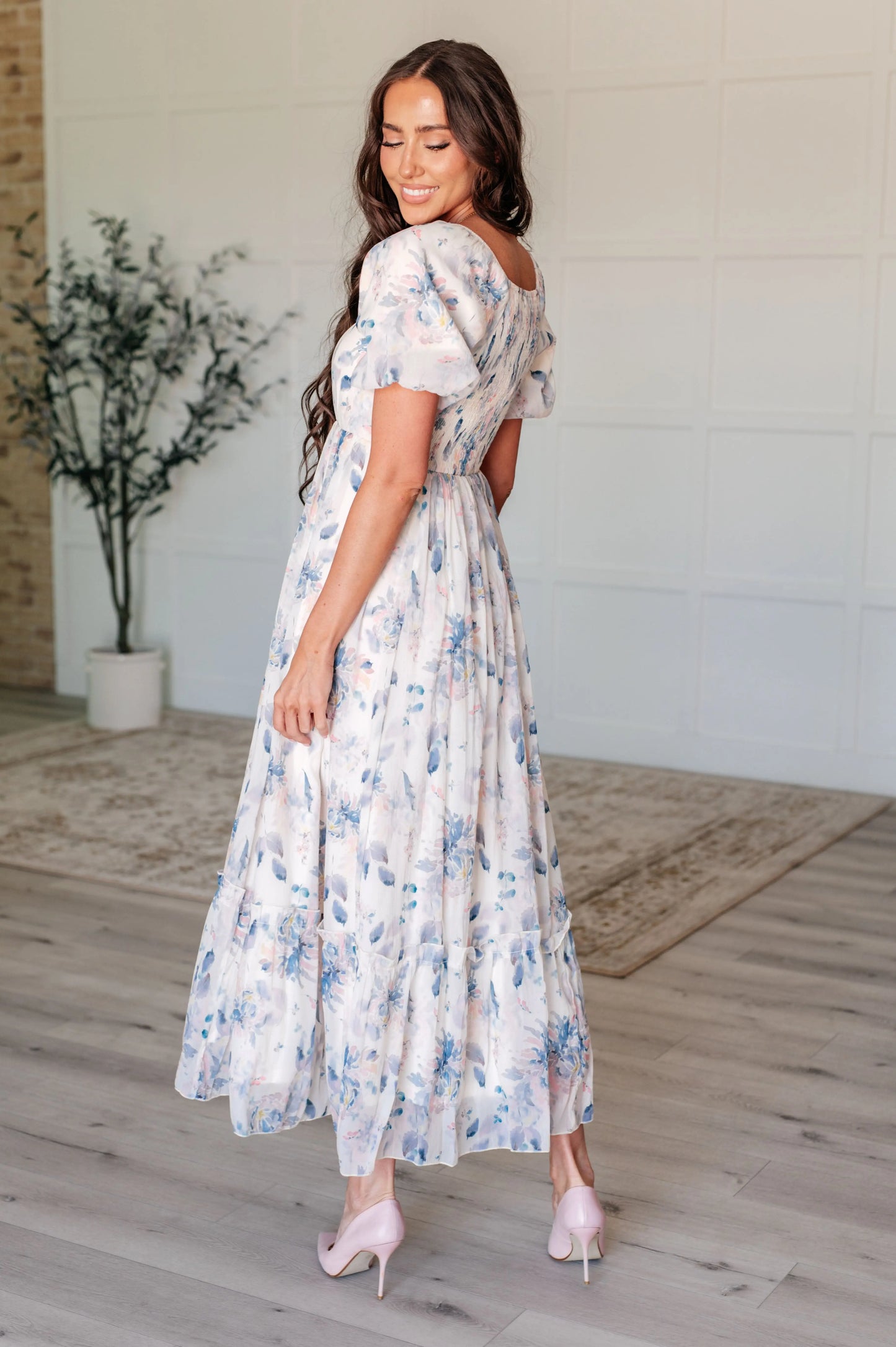 Gentle Yet Strong Balloon Sleeve Floral Dress Ave Shops