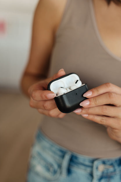 Genuine Leather Airpod Pro Protective Case in Black Ave Shops