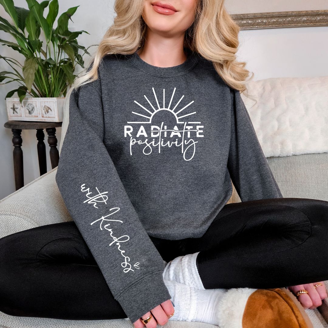 Radiate Positivity Graphic Sweatshirt in Three Colors Ave Shops