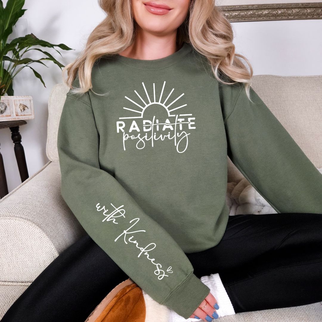 Radiate Positivity Graphic Sweatshirt in Three Colors Ave Shops