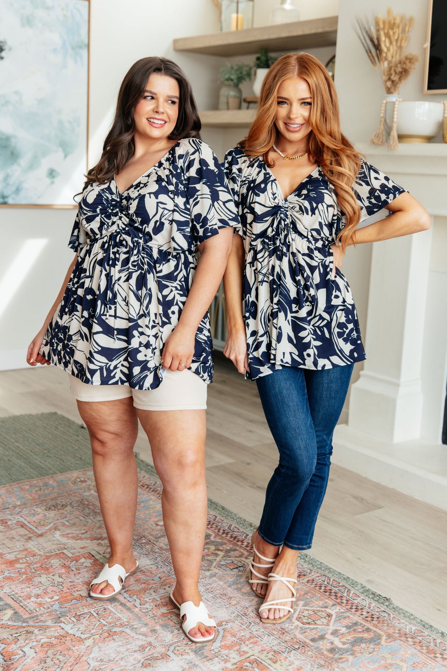 In Contrast Floral V-Neck Top Ave Shops