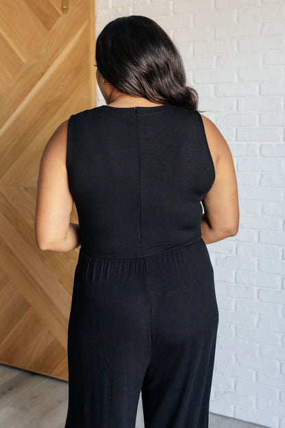 Hilary Wide Leg Jumpsuit in Black Ave Shops