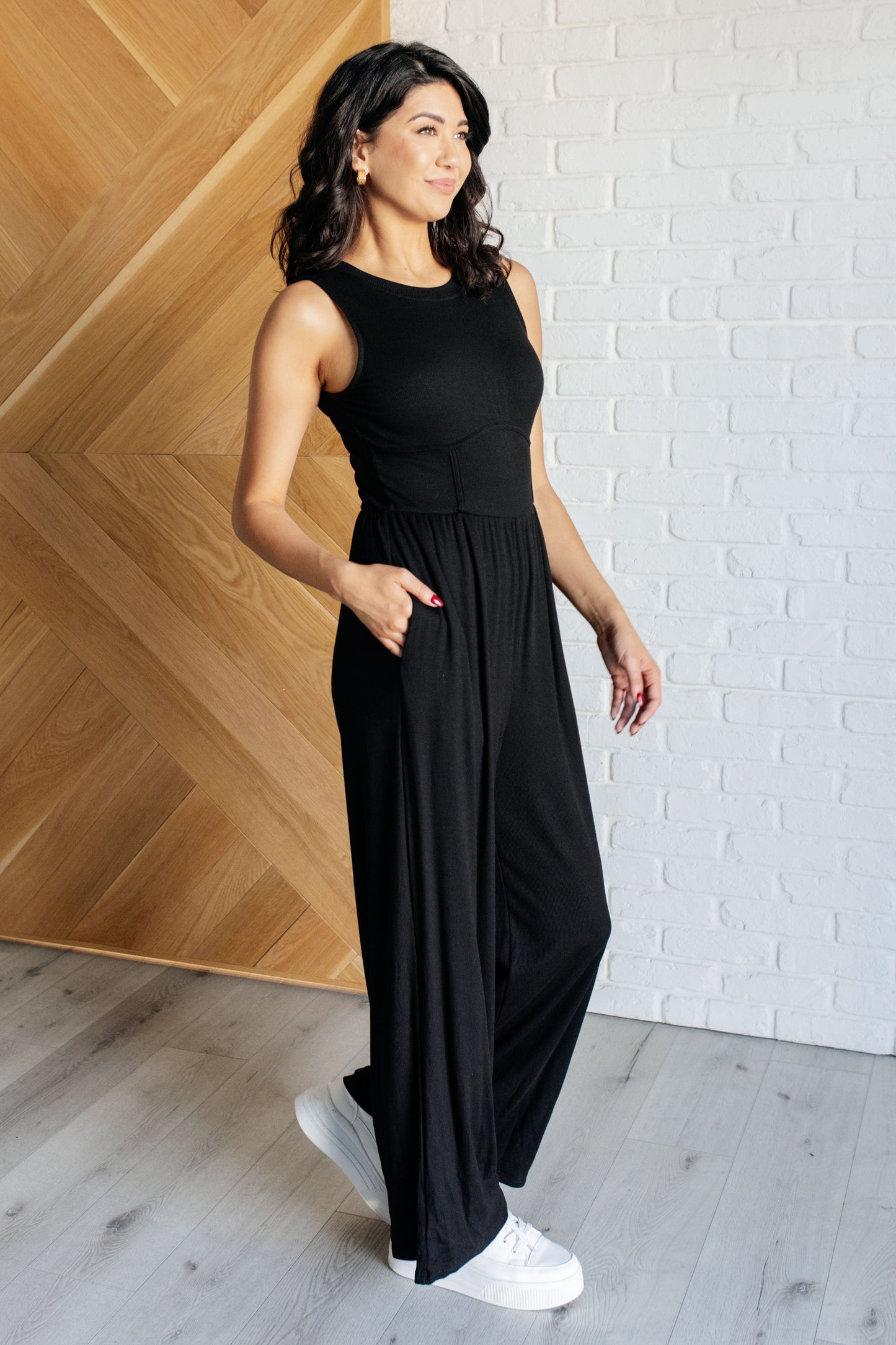 Hilary Wide Leg Jumpsuit in Black Ave Shops