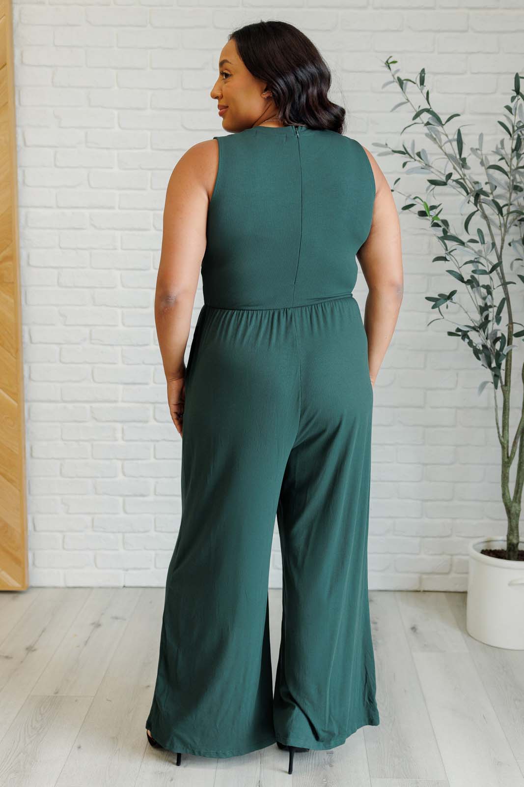 Hilary Wide Leg Jumpsuit in Green Ave Shops