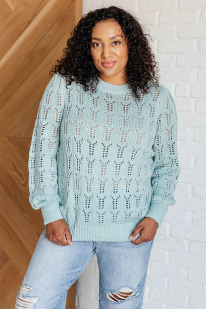 Hole In One Sheer Pointelle Knit Sweater Ave Shops